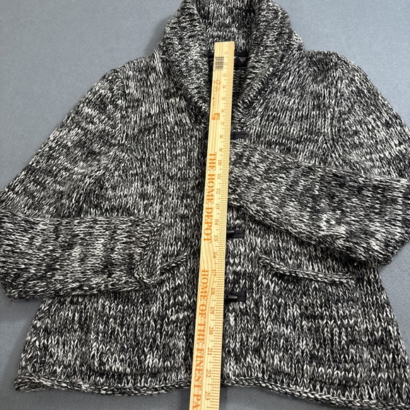 SWEATER WOOL WOMENN LRG Moda International Blend Chunky Knit Toggle Coat BLACK - Picture 6 of 10